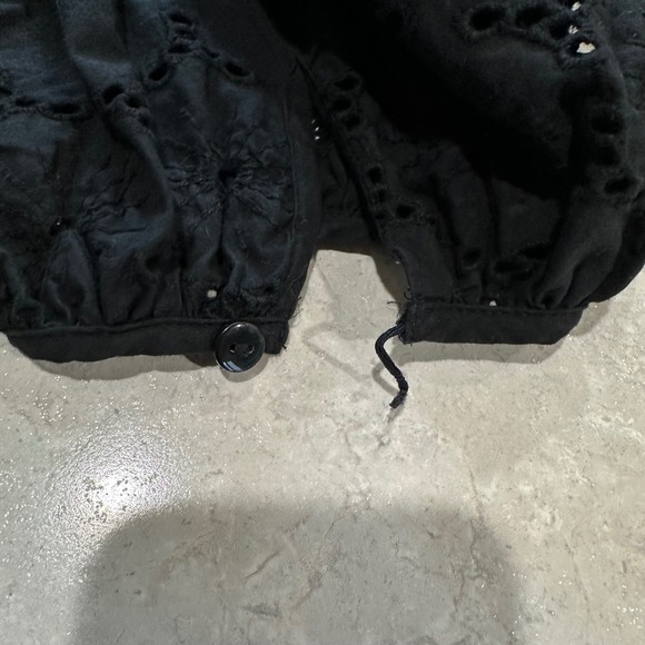 Universal Thread Black Eyelet Puff Sleeve Button Front Dress Size S - Picture 9 of 11